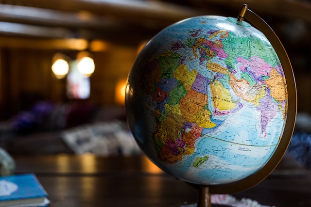 A globe showing a map of Africa